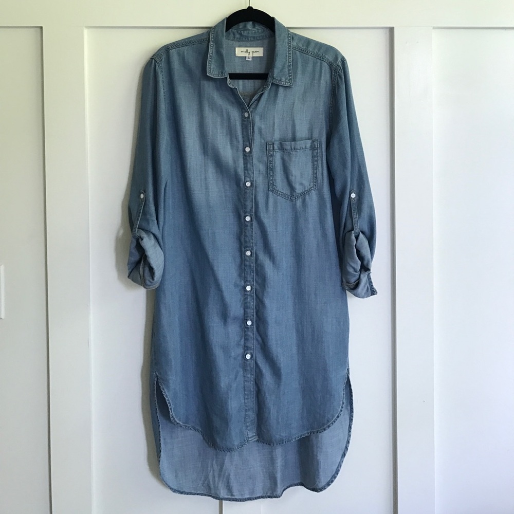 Button-Up Chambray Shirt Dress