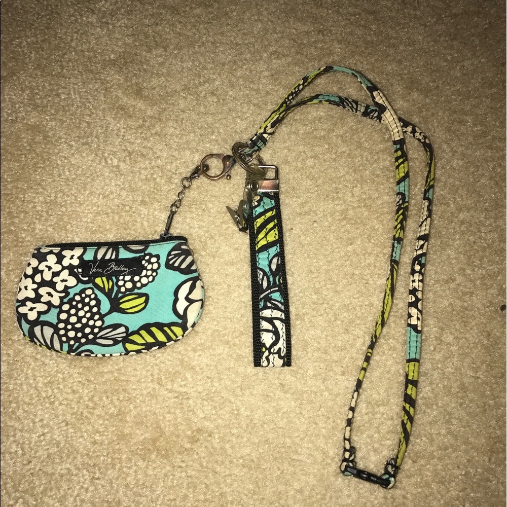 Vera Bradley keychain, lanyard and wallet