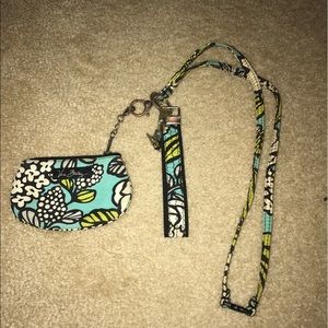 Vera Bradley keychain, lanyard and wallet