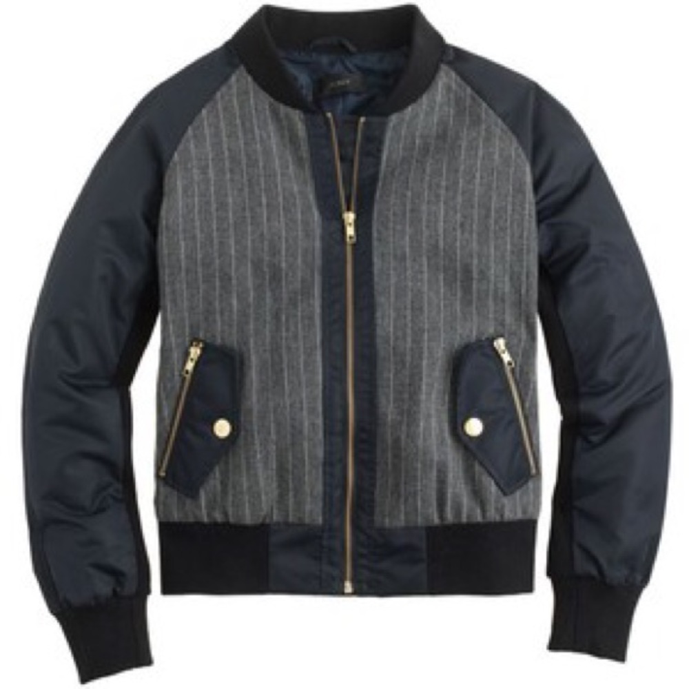 J.Crew Pinstripe Bomber Jacket