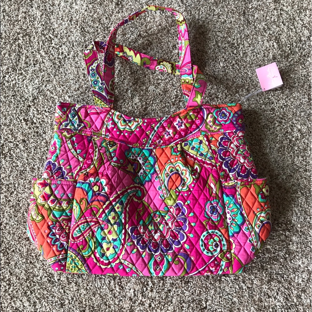 Vera Bradley Pleated tote - pink swirls