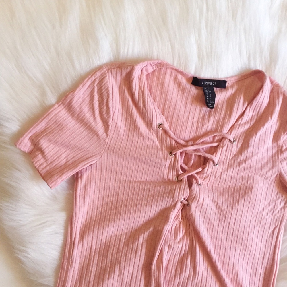 Forever 21 pink lace crop top