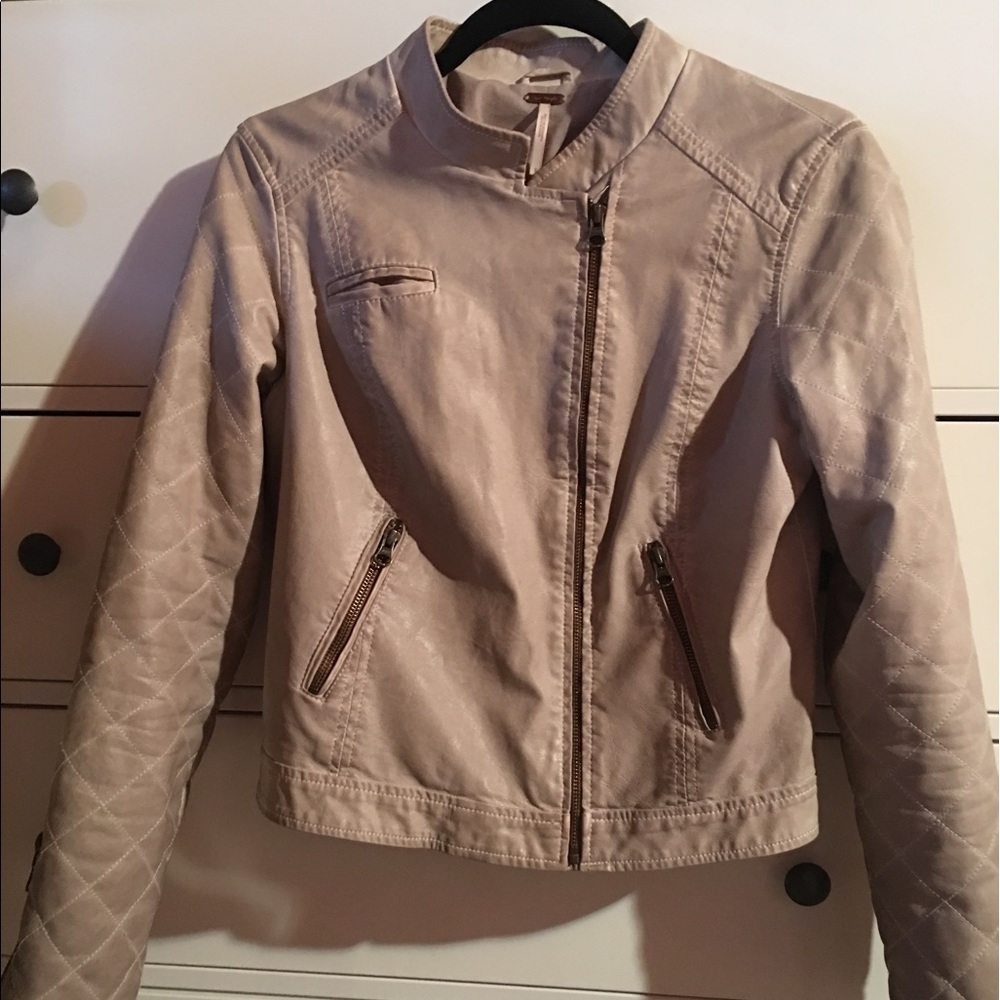 Free People Blush/Beige Leather Jacket
