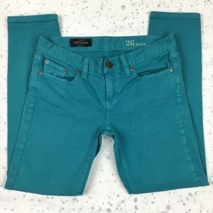 J Crew Toothpick Jeans Teal size 26