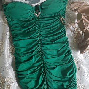 Green Adorned Mini-Dress