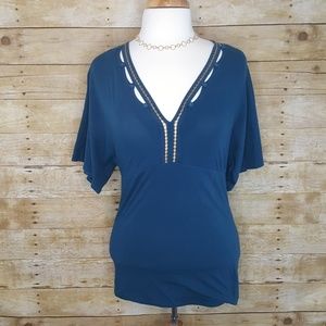 Deletta Teal Dolman Sleeve Top Size Medium