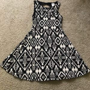 Black and white aztec print mini dress
