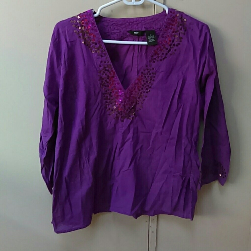 Magenta sequined top