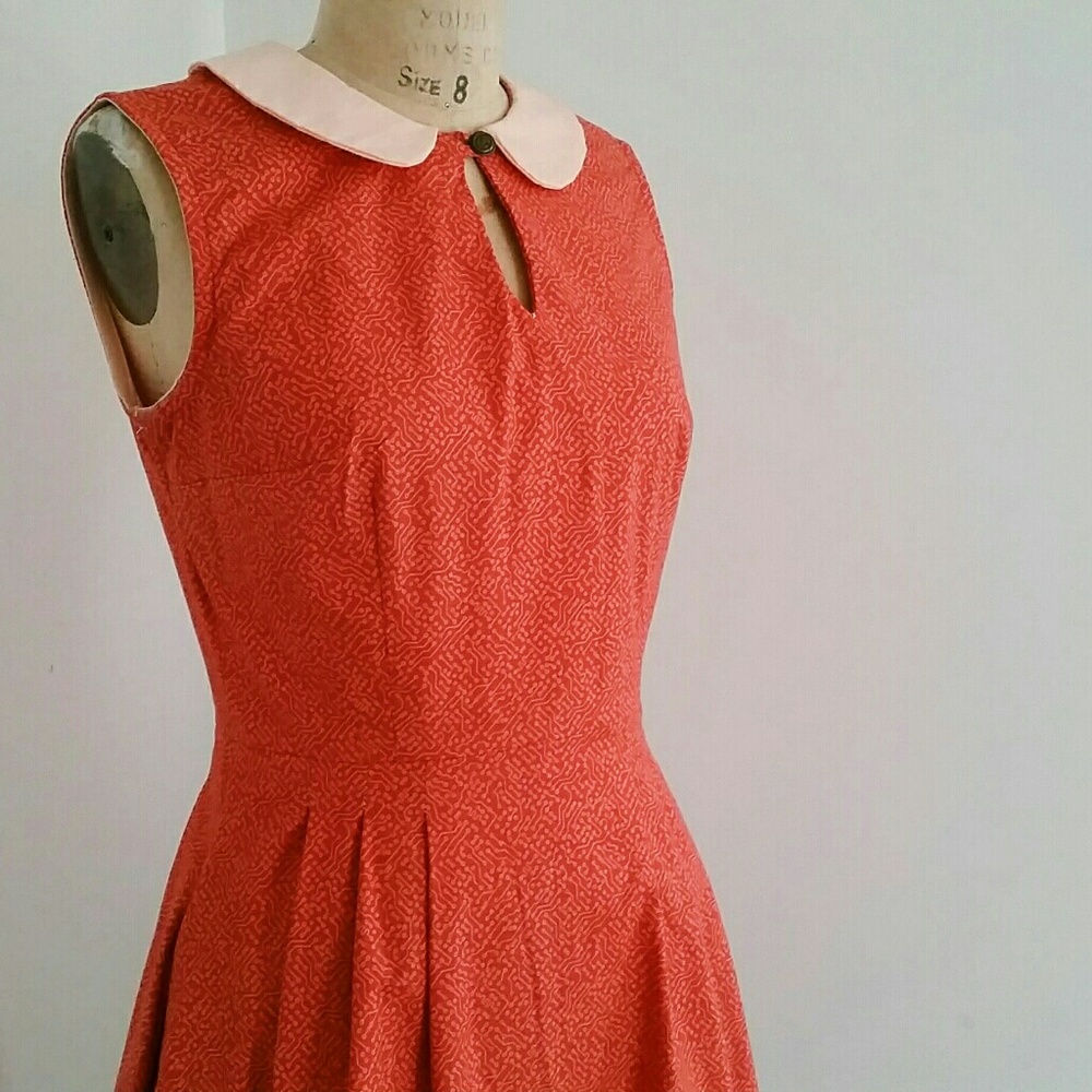 Geek Chic Orange dress with Peter Pan Collar