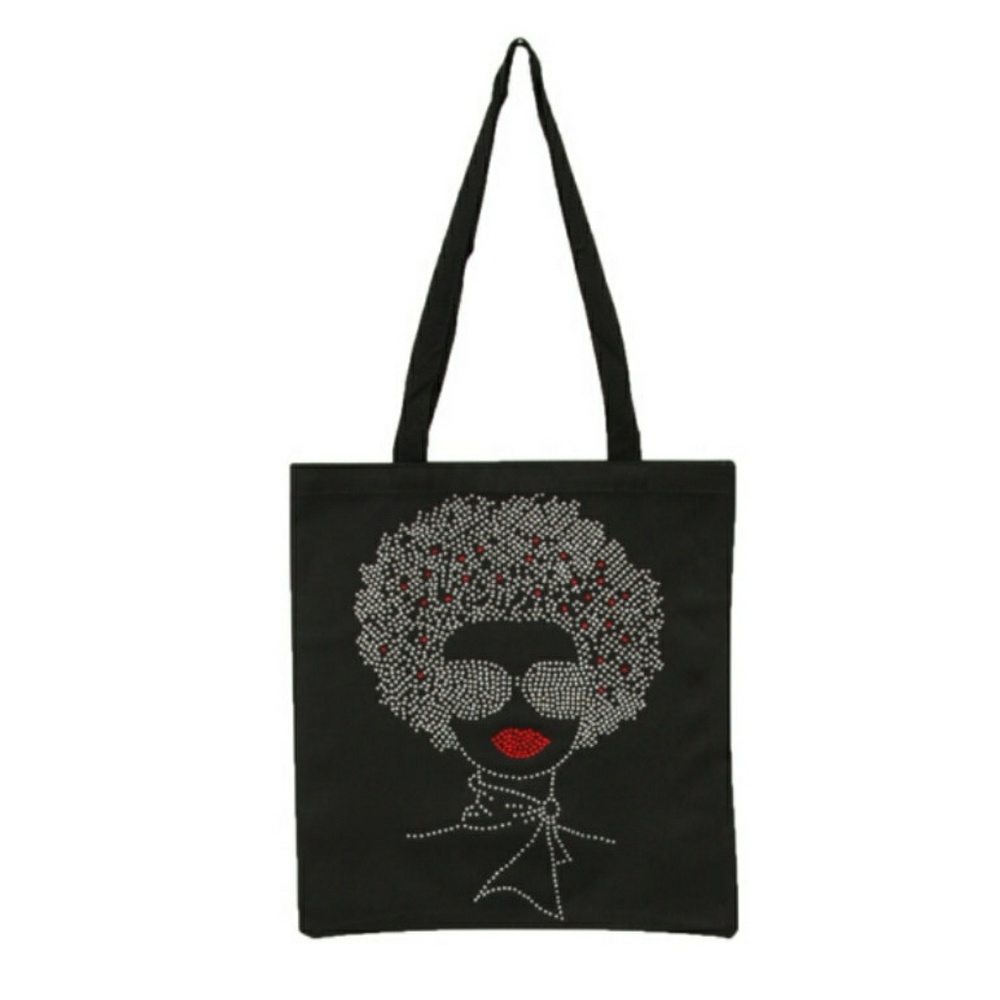 Rhinestone afro with shades tote - Picture 1 of 1