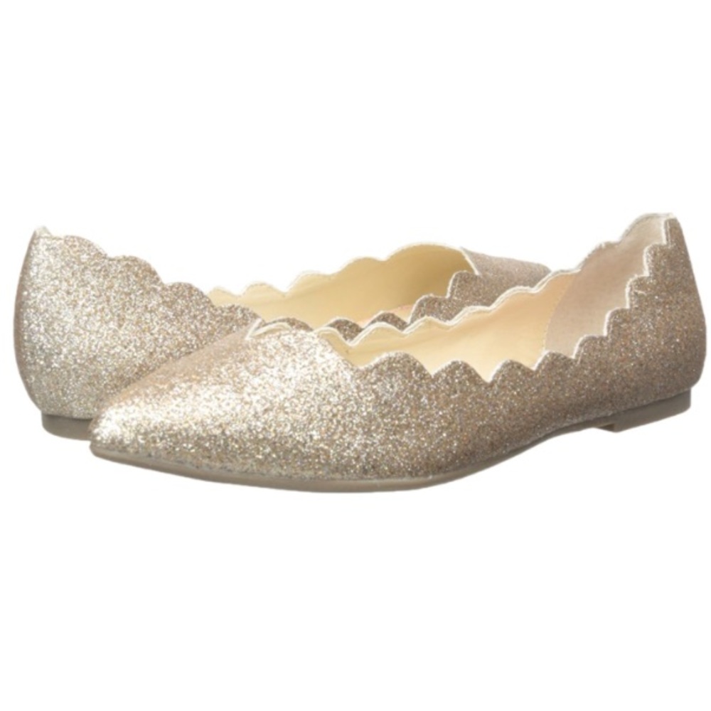 Betsy Johnson Crosby gold glitter scallop flats