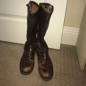 Distressed Frye calf boots