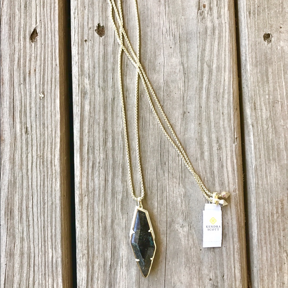 Beatrice Long Necklace in Navy Crackle Illusion