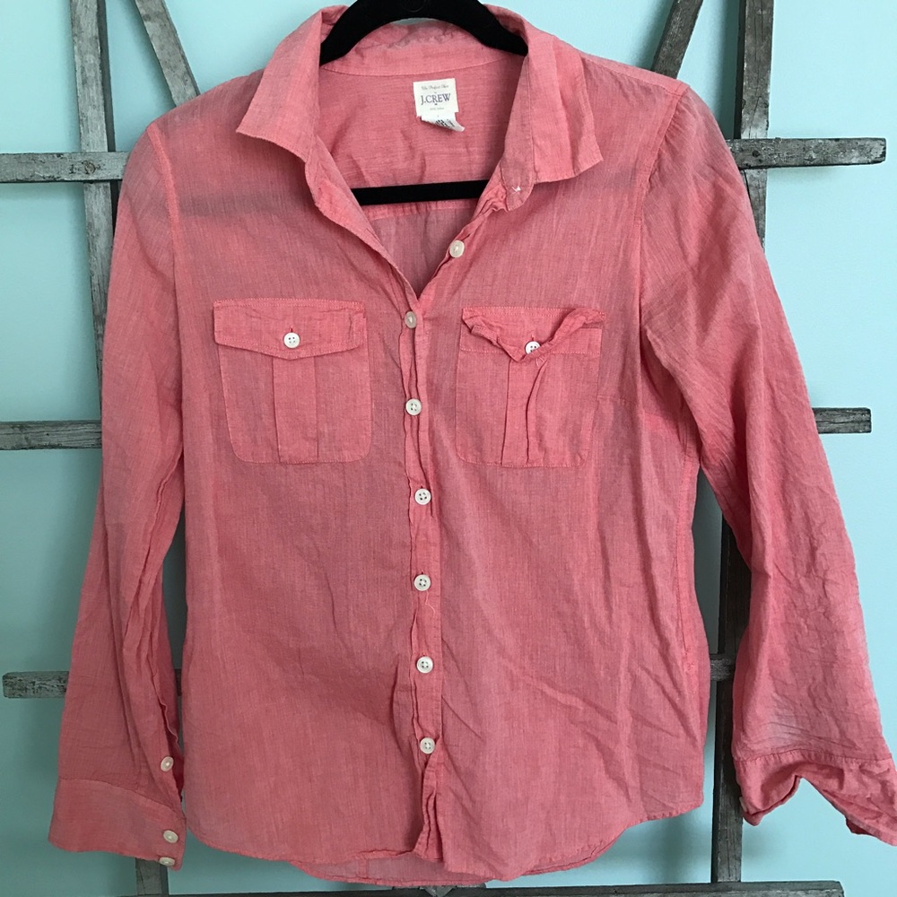 J. Crew The Perfect Shirt Button Down in Red
