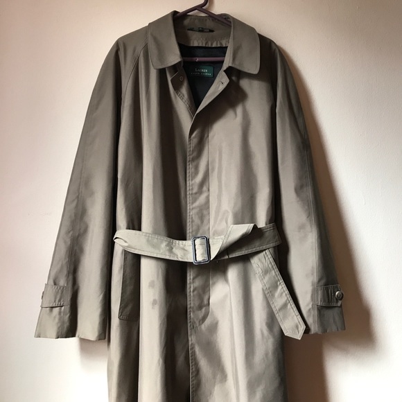 Men's khaki belt-lined Trench Coat - Picture 1 of 3