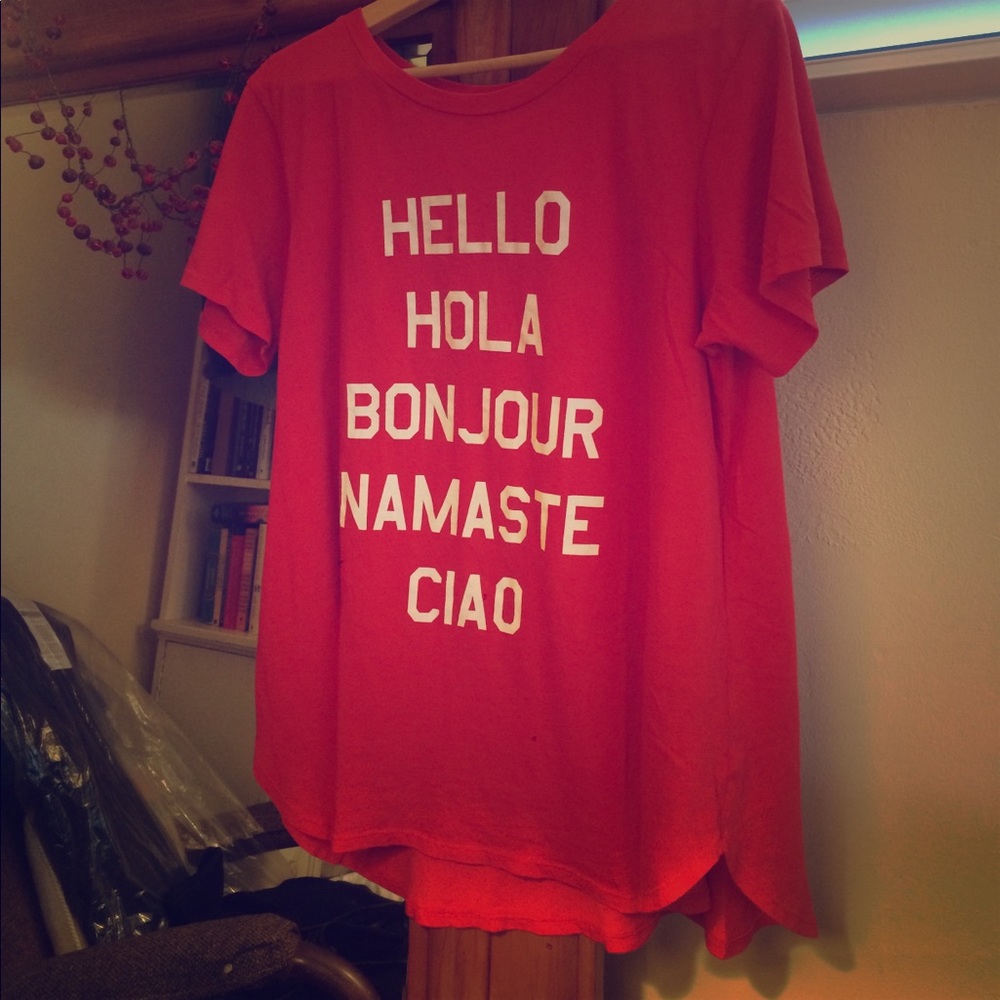 Wildfox Hello Curved Hem T-Shirt