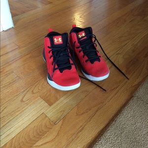 Under Armour red basketball sneakers