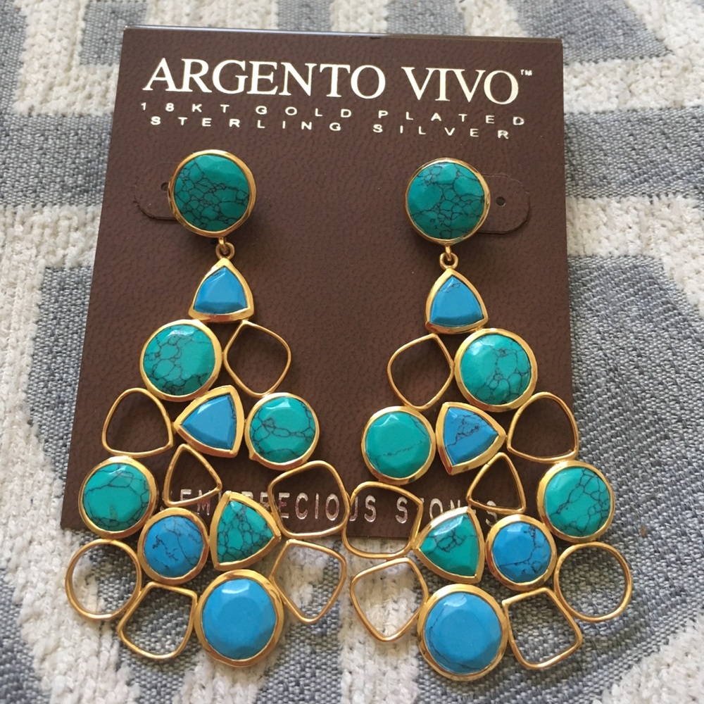 Argento Vivo Turquoise and Gold Earrings