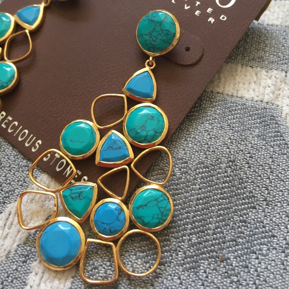 Argento Vivo Turquoise and Gold Earrings - Picture 3 of 8