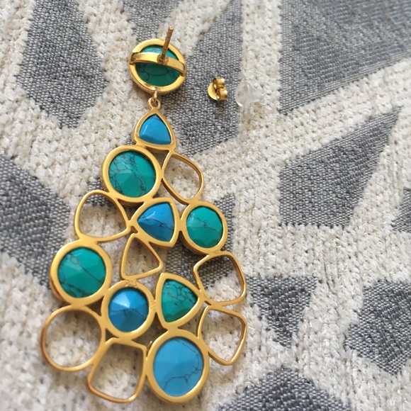 Argento Vivo Turquoise and Gold Earrings - Picture 4 of 8