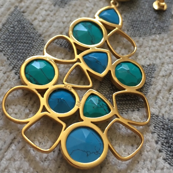 Argento Vivo Turquoise and Gold Earrings - Picture 5 of 8