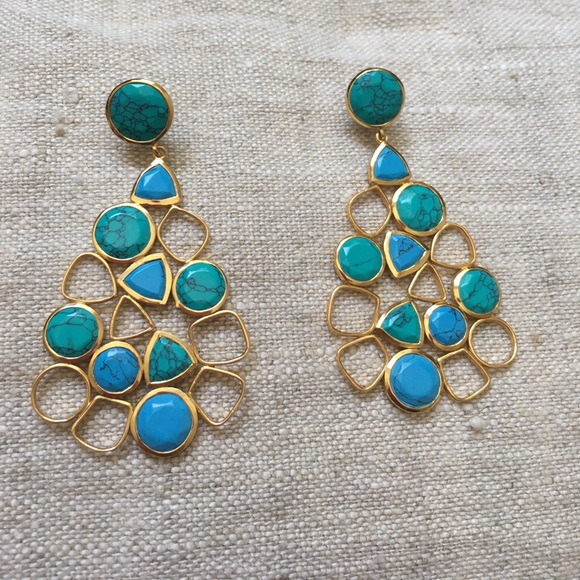 Argento Vivo Turquoise and Gold Earrings - Picture 6 of 8