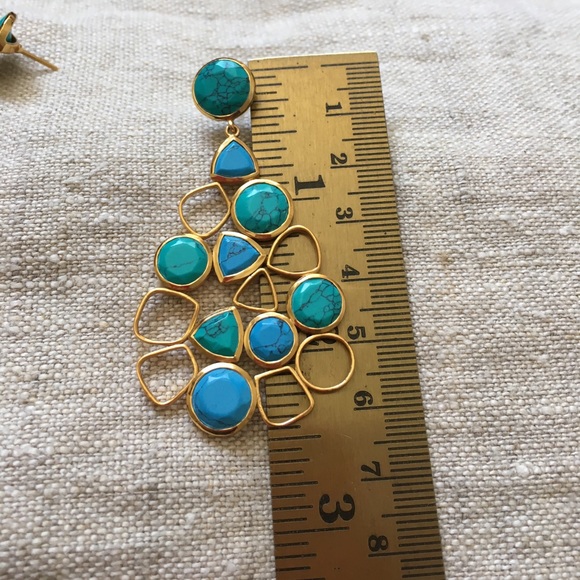 Argento Vivo Turquoise and Gold Earrings - Picture 7 of 8