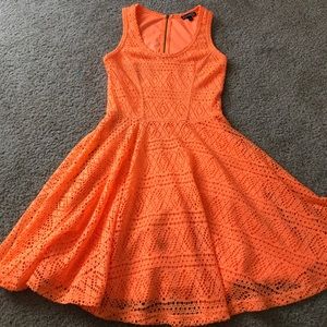 bright orange crochet dress
