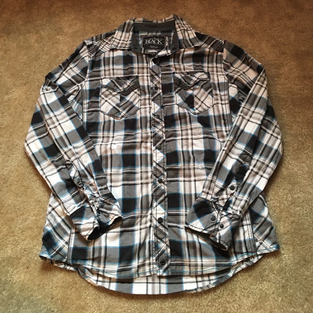 Men's Buckle Black Button Down