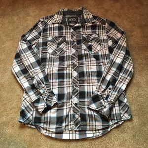 Men's Buckle Black Button Down