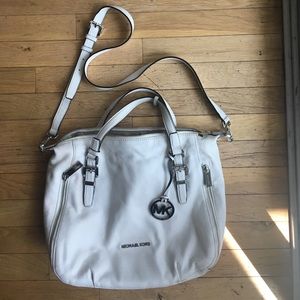 MK White leather Cross-body bag!