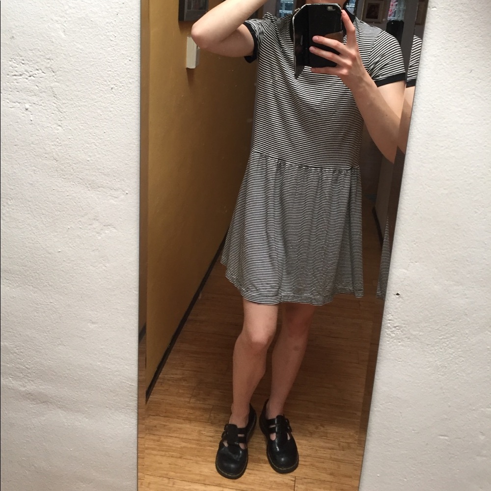 Donating September 1!Black and white striped dress