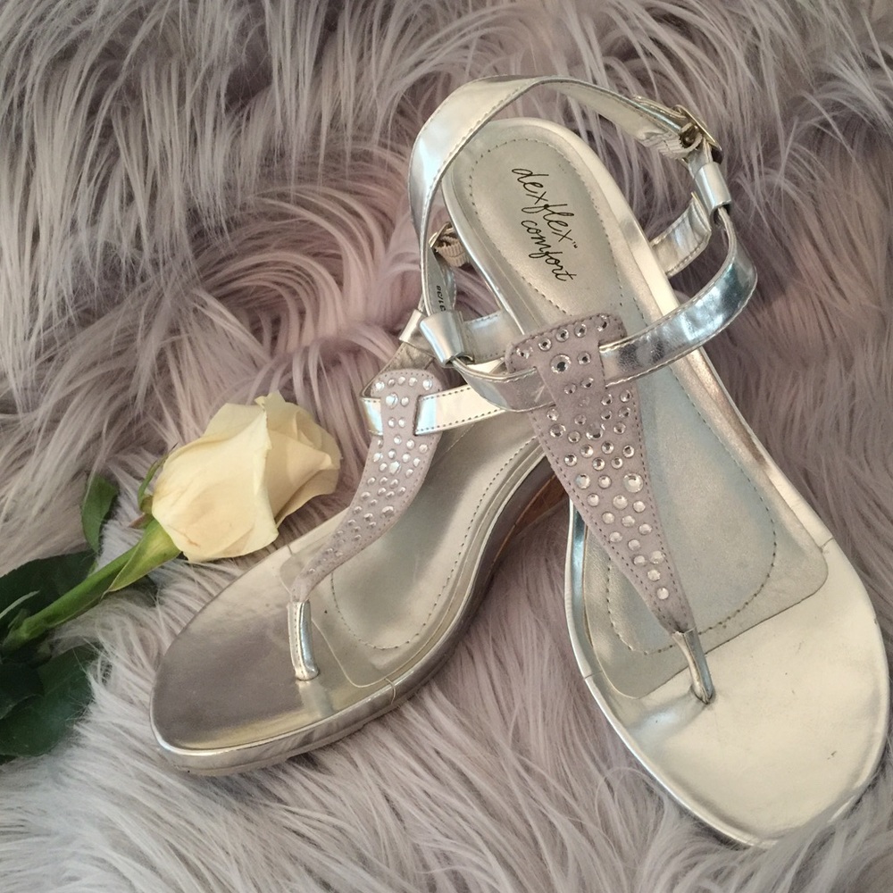 Silver w/ bling AlexFlex Comfort Sandals.