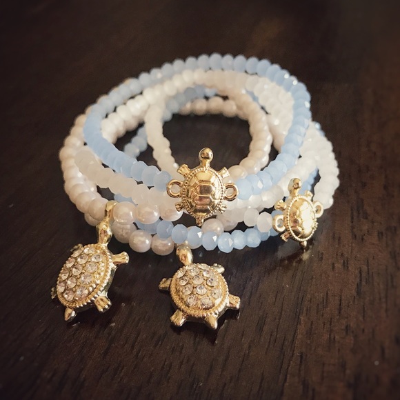 LS & Co.  Jewelry - Blue and White Turtle Stretch Bracelets