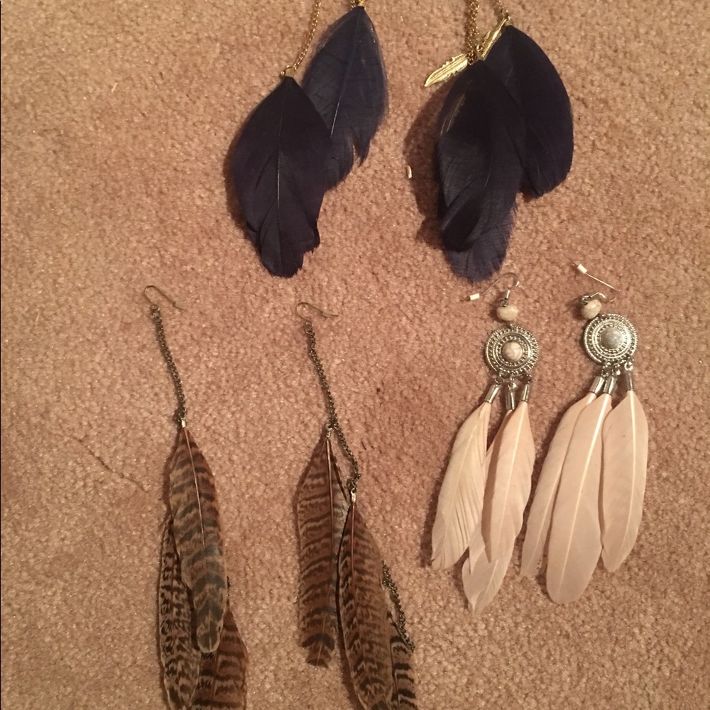Lot of Feather Tribal Earrings