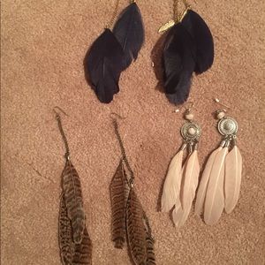 Lot of Feather Tribal Earrings