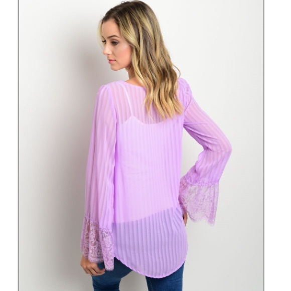 Lavender High-Low Chiffon Pleated Top - Picture 3 of 5