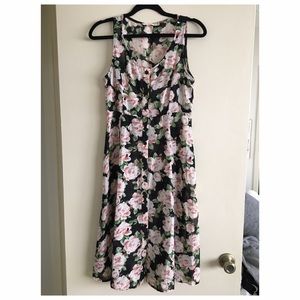 Black Floral Midi-Dress