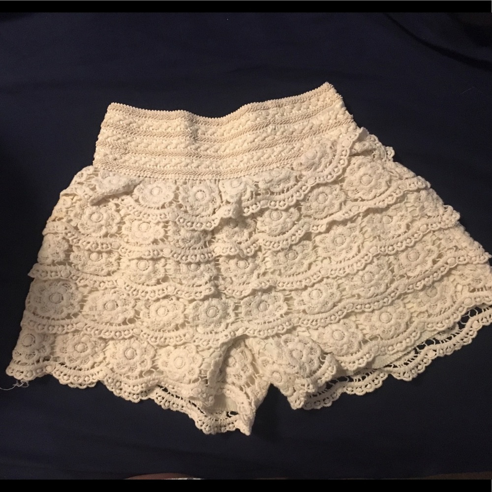 Ivory lace shorts