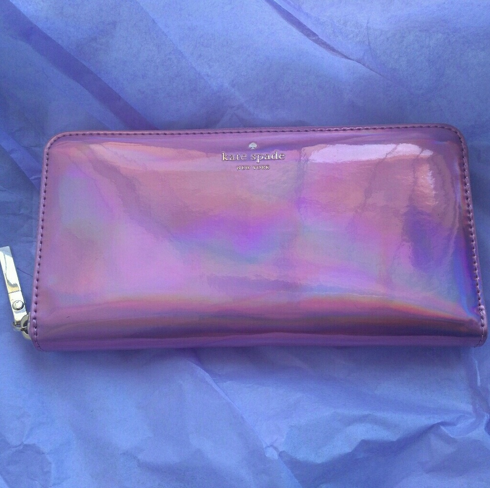 NWOT Kate Spade Iridescent Pink Wallet *RARE*
