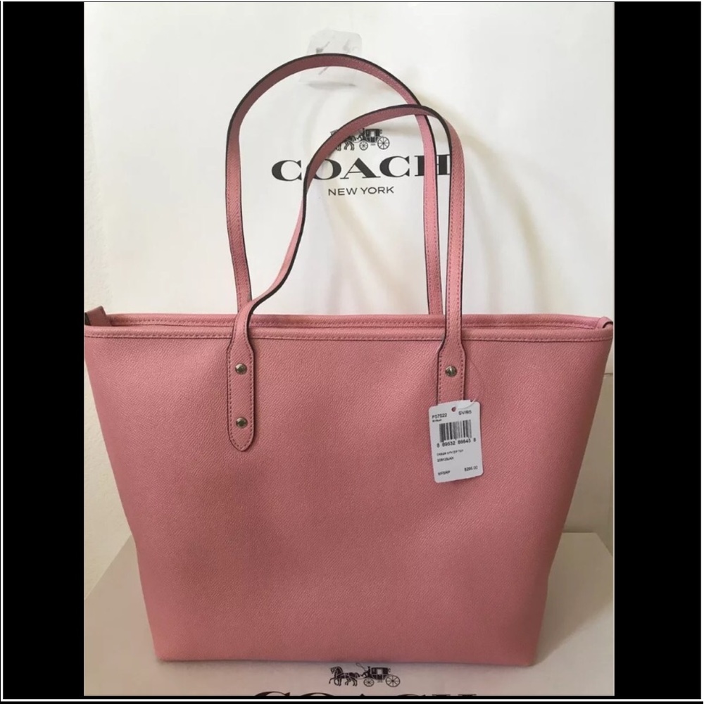 Coach City Zip Tote in Crossgrain (Blush)