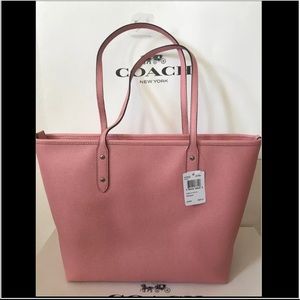 Coach City Zip Tote in Crossgrain (Blush)