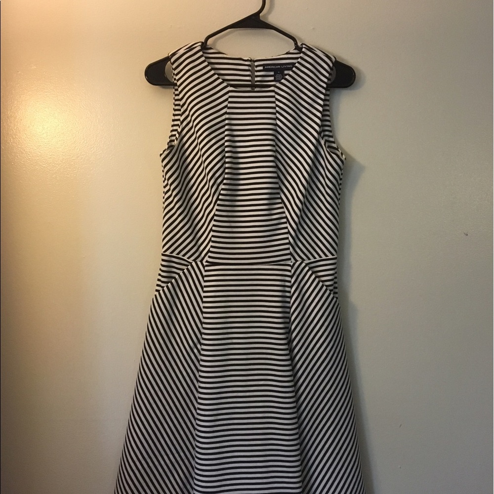 Black and white striped dress with pockets