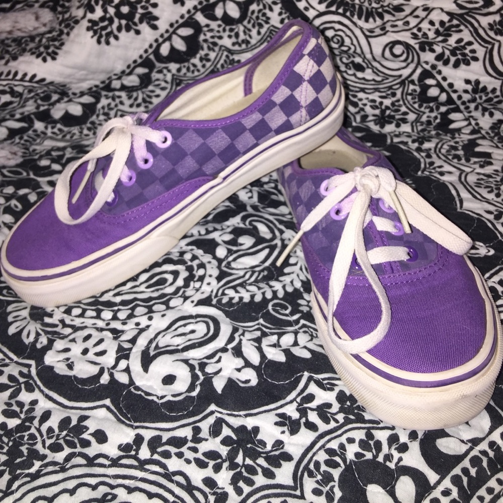 Purple ombré checkerboard vans