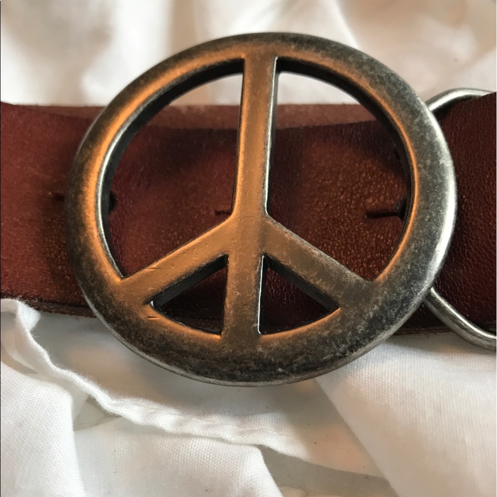 Peace Sign genuine leather belt