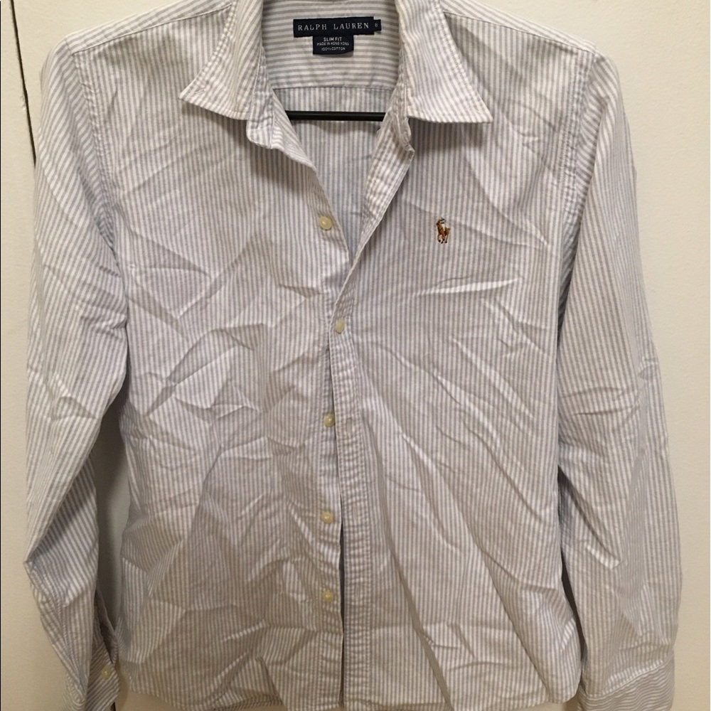 Blue and white striped Button Down slim fit