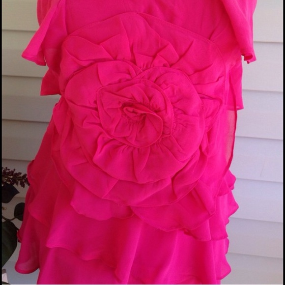 Fuchsia Chiffon Tiered Rosette Dress - Picture 2 of 4