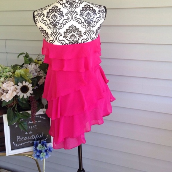 Fuchsia Chiffon Tiered Rosette Dress - Picture 4 of 4