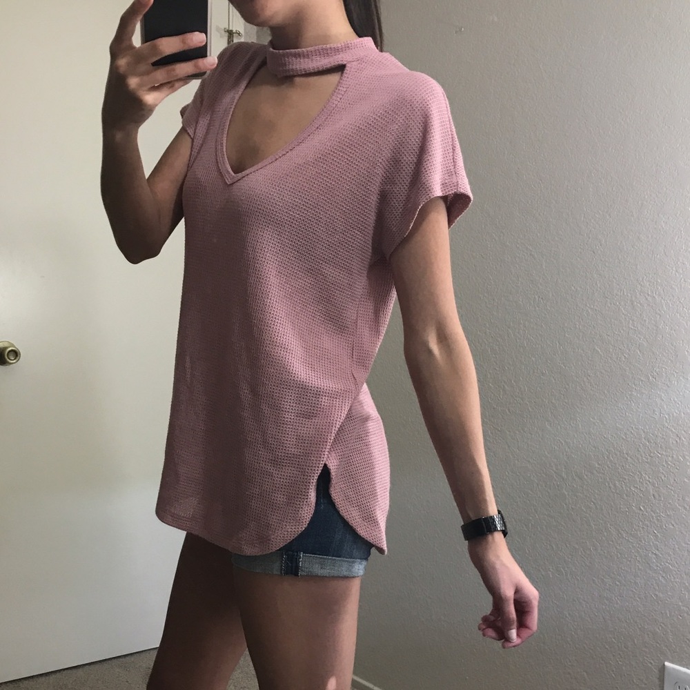 Rose Choker Waffle Knit Top - Picture 7 of 8