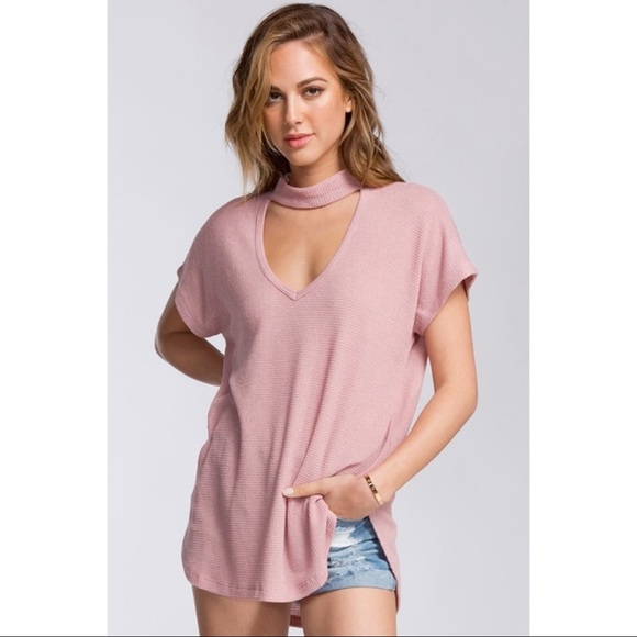 Rose Choker Waffle Knit Top - Picture 2 of 8